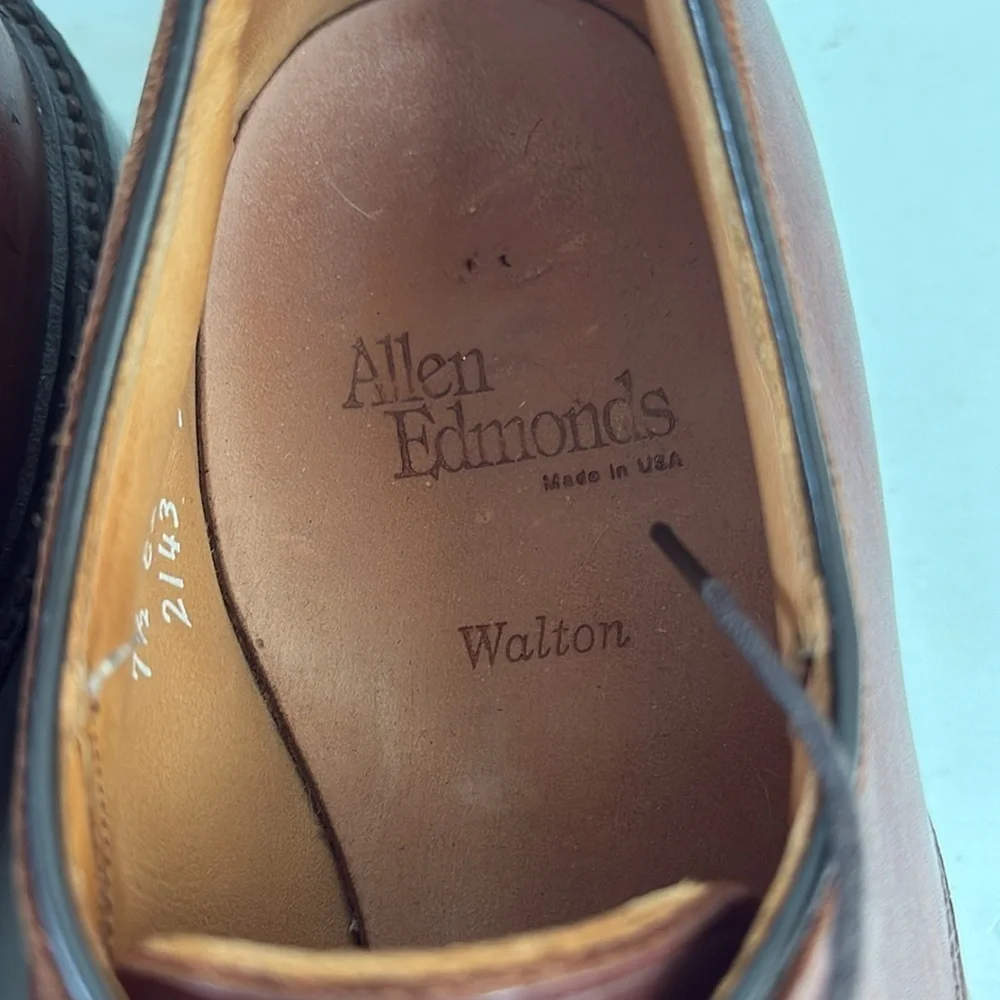 Allen Edmonds brown leather Walton oxford split toe lace men shoe size 7.5